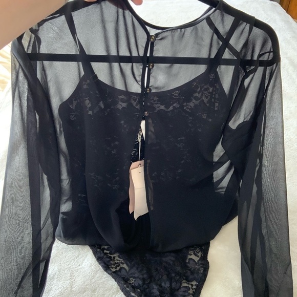 𝅺NWT We Are Hot As Hell Mama Jenn Chiffon Bodysuit - Picture 5 of 8